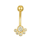 9ct Solid Gold Halo Bezel Belly Bar