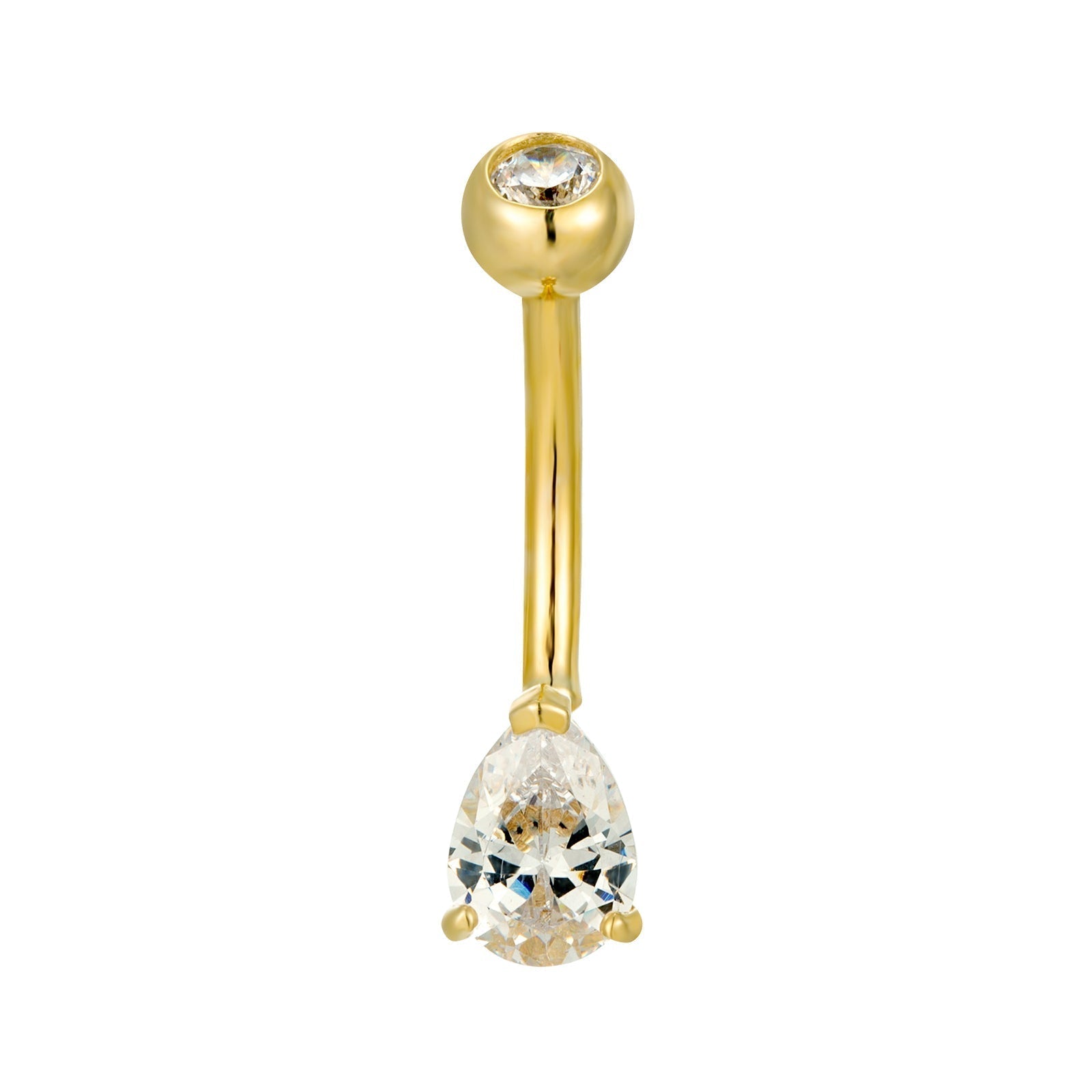9ct Solid Gold Teardrop CZ Belly Bar - seolgol