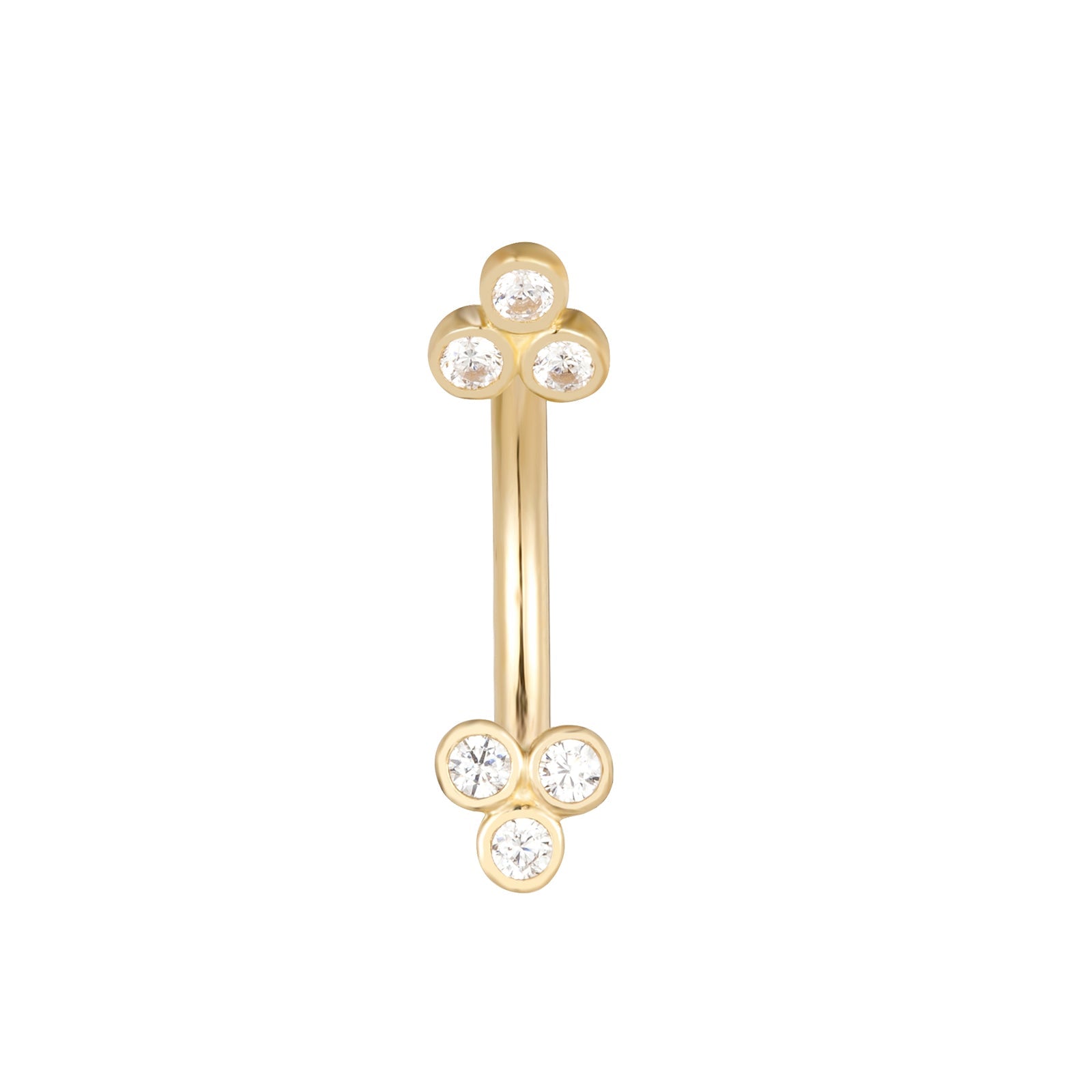 9ct solid gold cz belly bar -Seol Gold