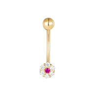 9ct solid gold - belly bar - ruby - seolgold