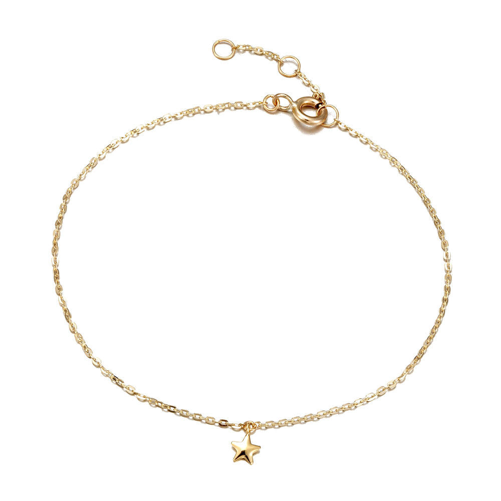 9ct Solid Gold Star Charm Bracelet