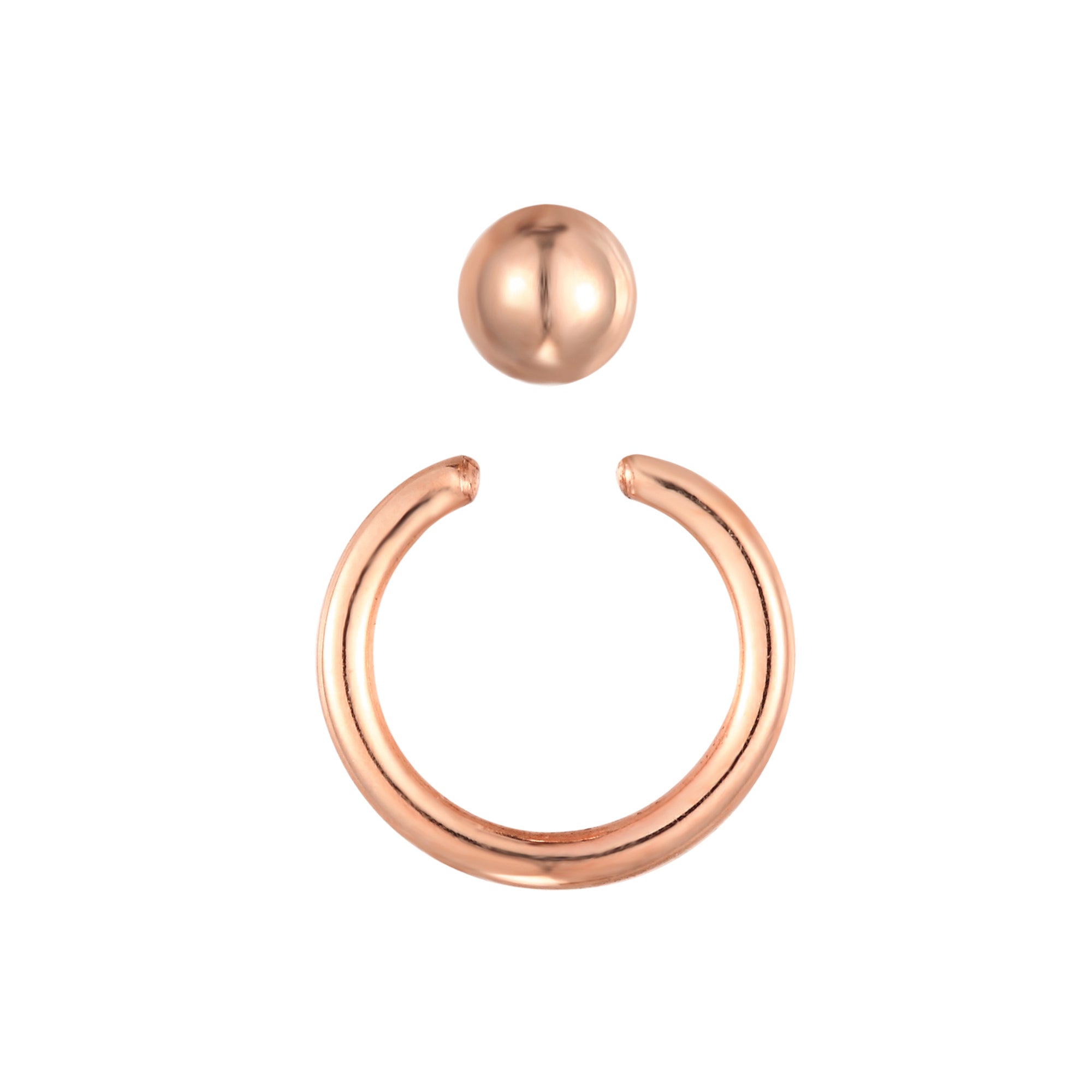 9ct Solid Rose Gold  captive bead hoop earring - seolgold