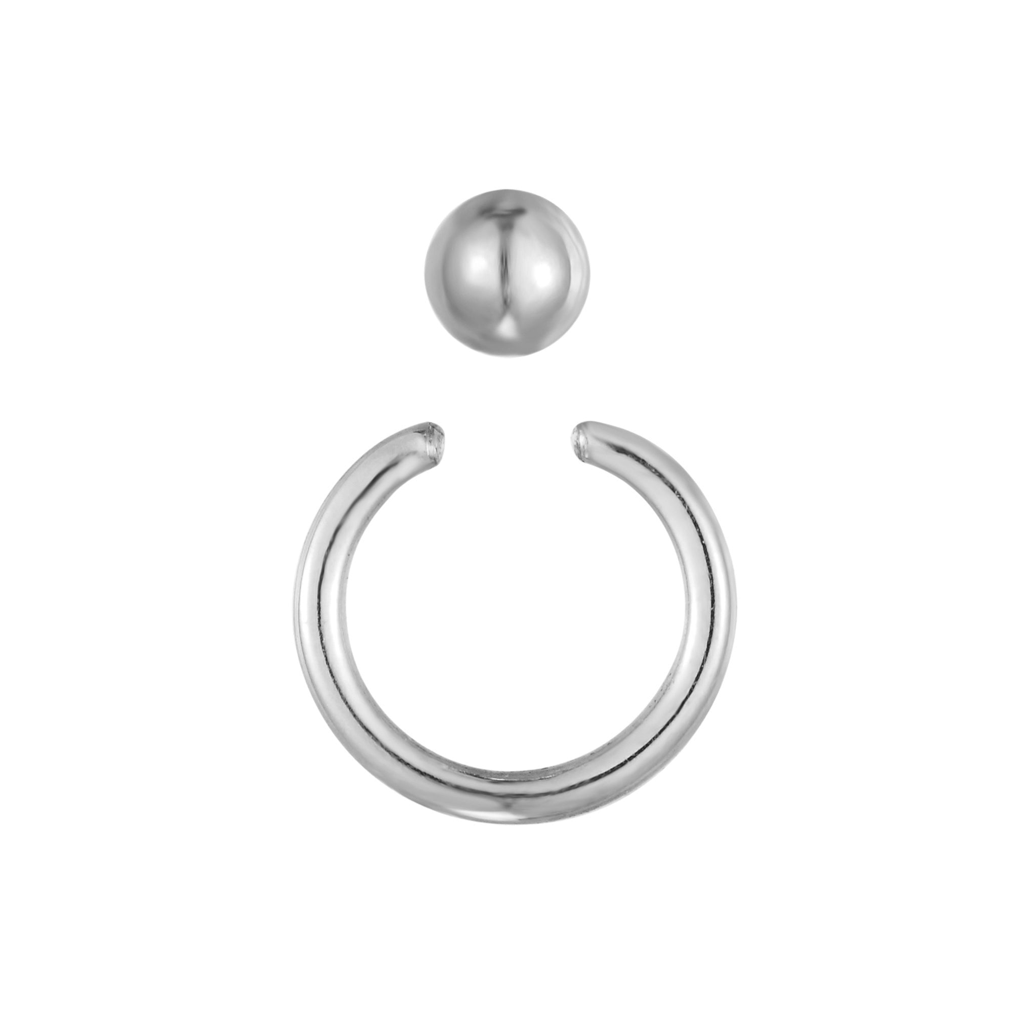 9ct Solid White Gold  - Captive bead hoop - seolgold