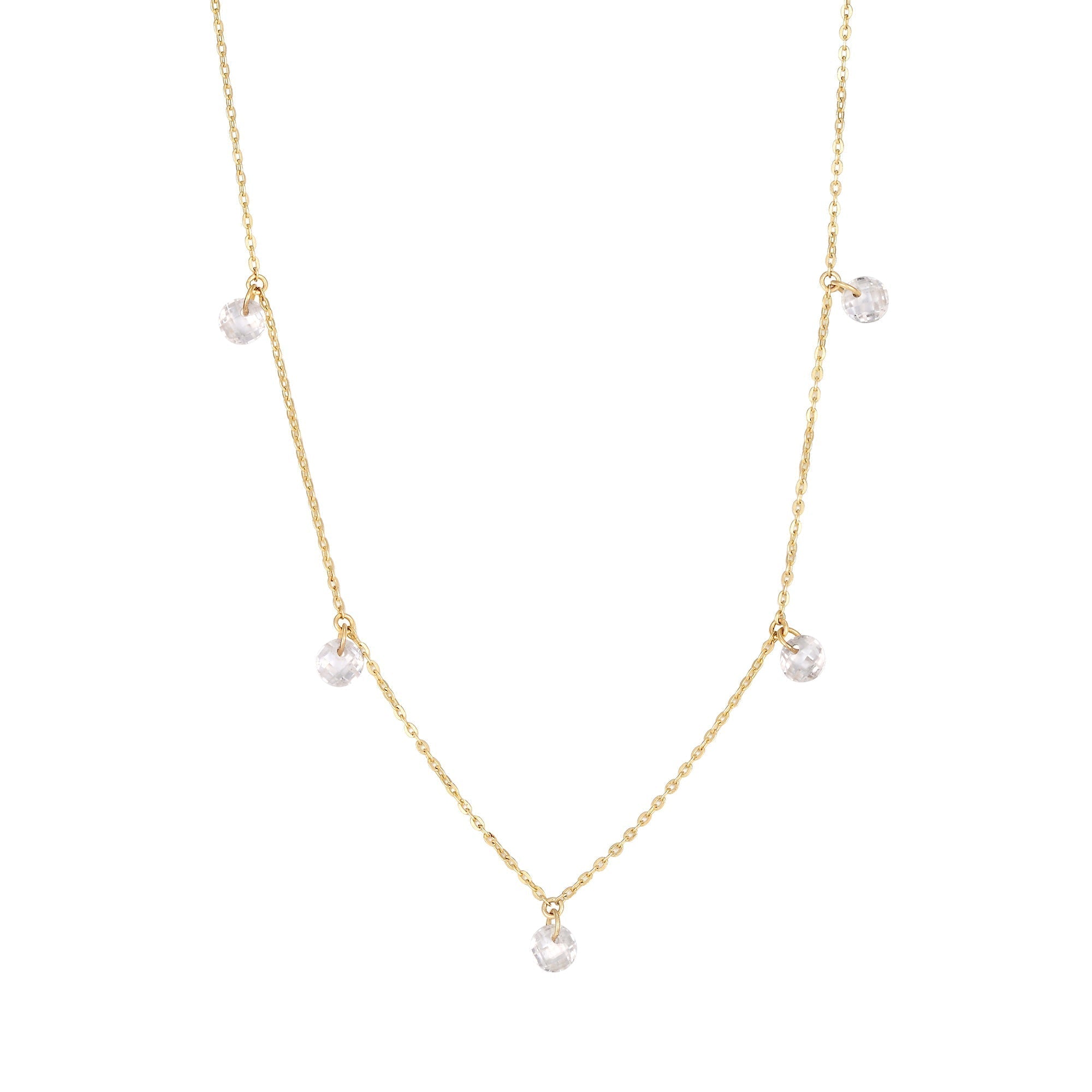 gold cubic zirconia necklace - seol-gold