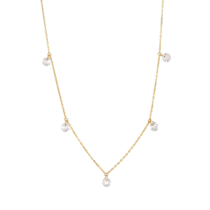 gold cubic zirconia necklace - seol-gold