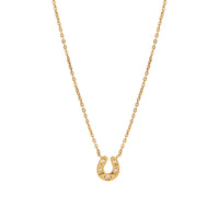 9ct Solid Gold CZ Horseshoe Necklace - seolgold