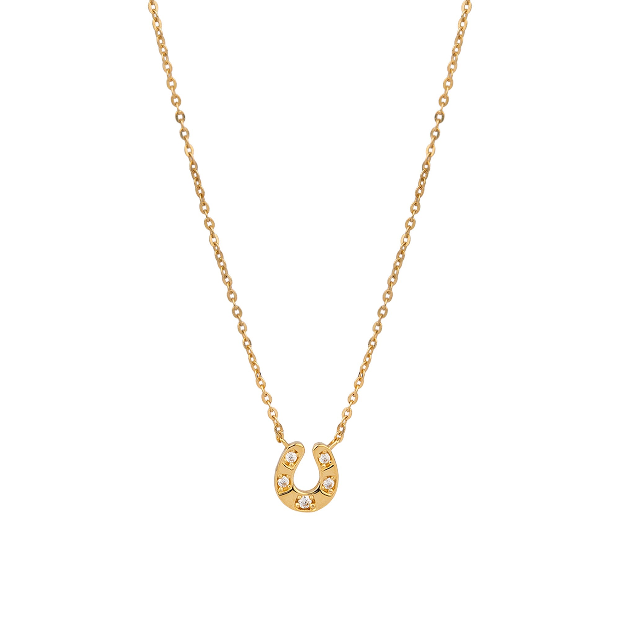 9ct Solid Gold CZ Horseshoe Necklace - seolgold