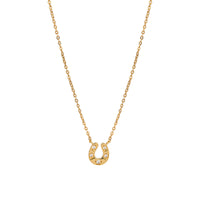 9ct Solid Gold CZ Horseshoe Necklace - seolgold