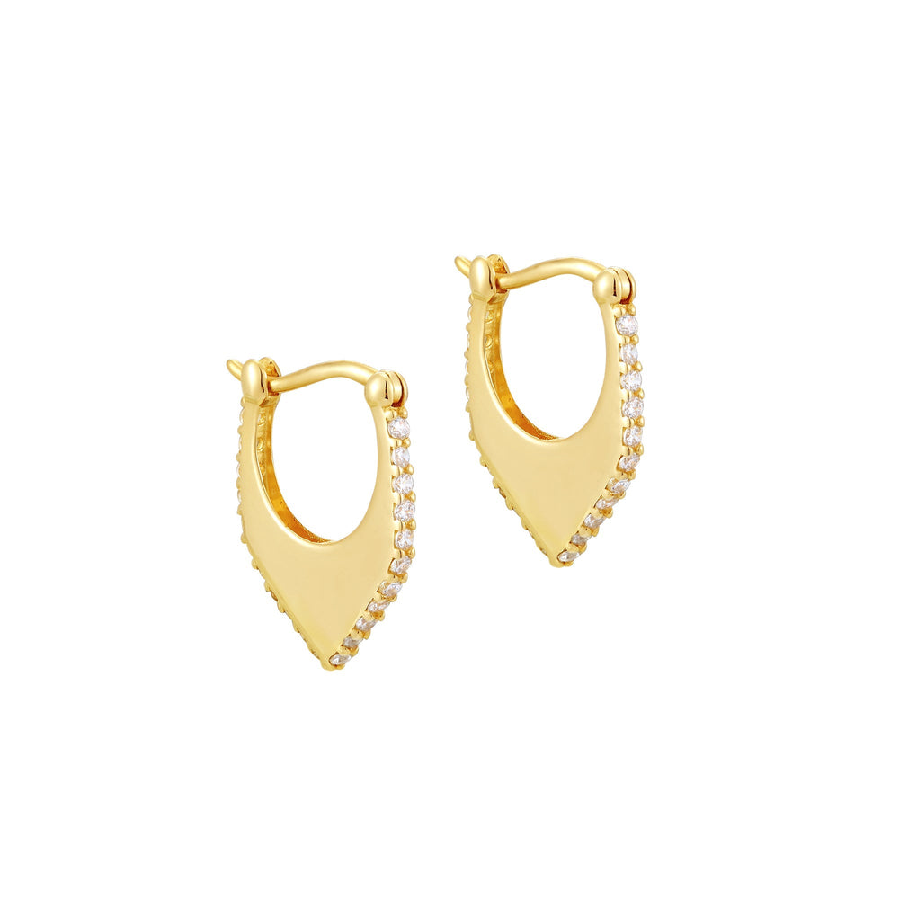 9ct Solid Gold Geometric CZ Creole Hoops