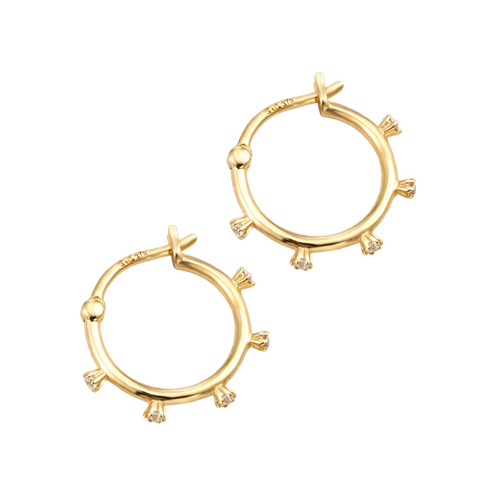 Seol Gold - 9ct Solid Gold CZ Hoops