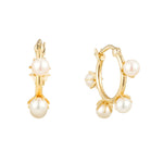 9ct Solid Gold Pearl Claw Creole Hoops