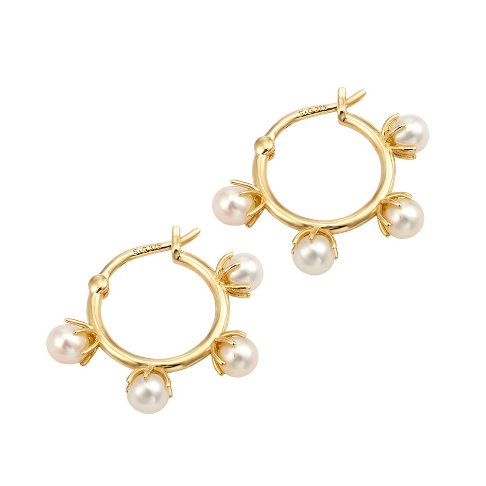 Seol Gold - 9ct Solid Gold Pearl Hoops