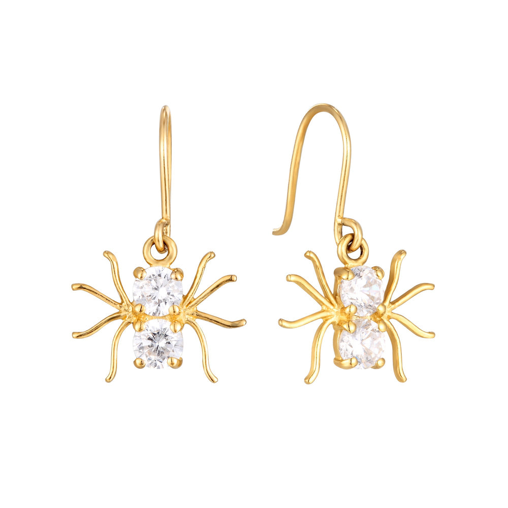 9ct Solid Gold CZ Spider Earrings