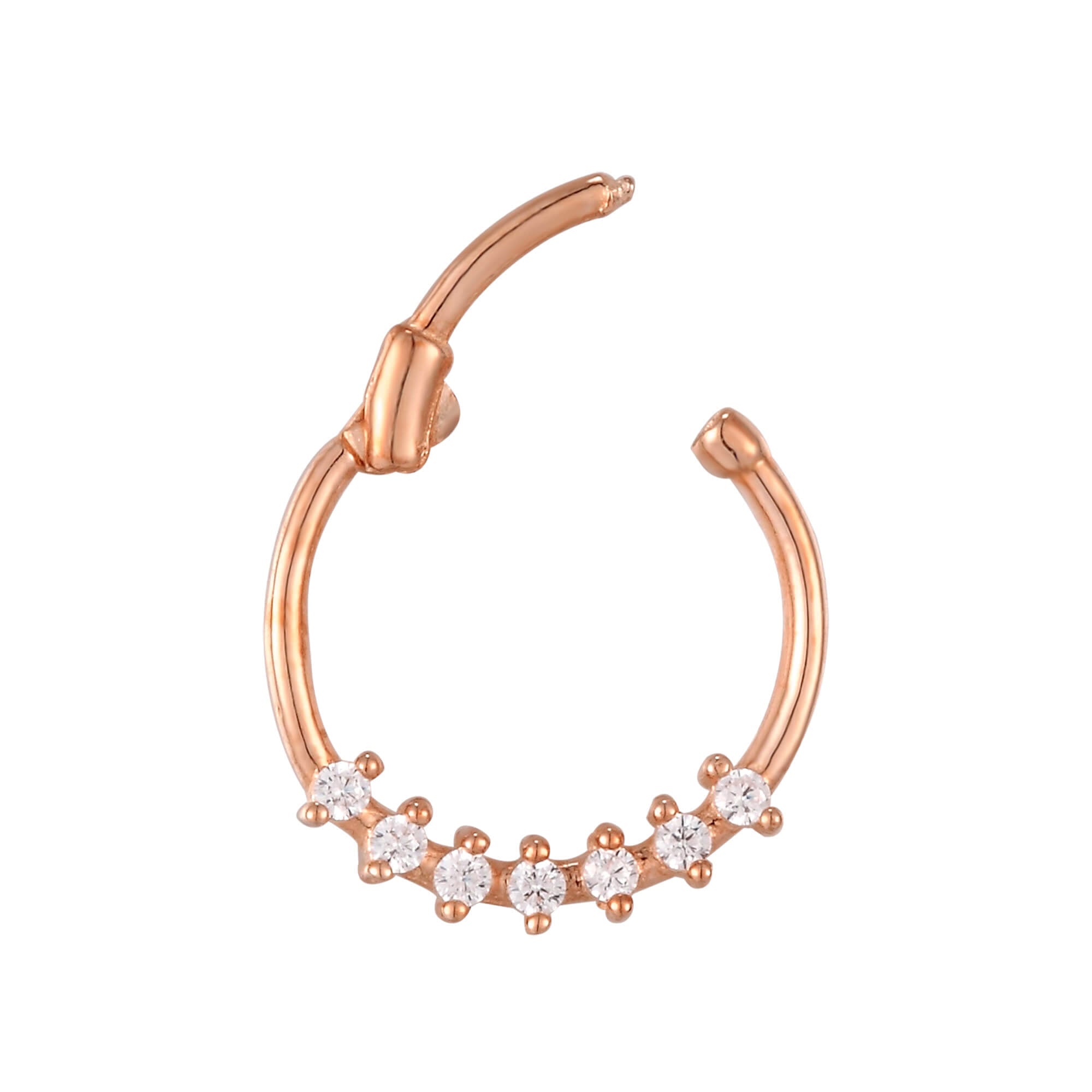 9ct Solid Rose Gold CZ Studded Segmented Hoop - seolgold