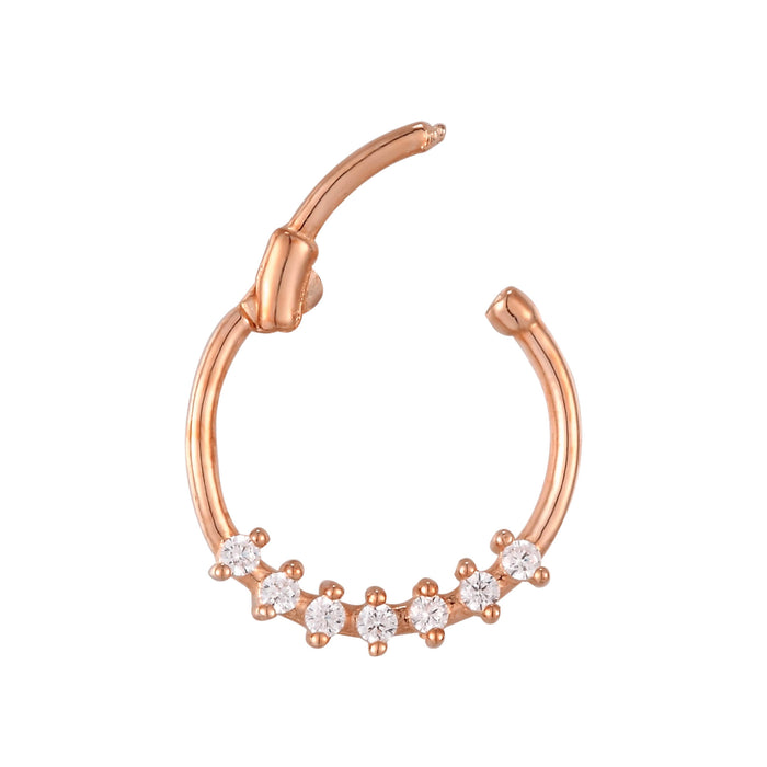 9ct Solid Rose Gold CZ Studded Segmented Hoop - seolgold