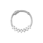 9ct Solid White Gold CZ Studded Segmented Hoop