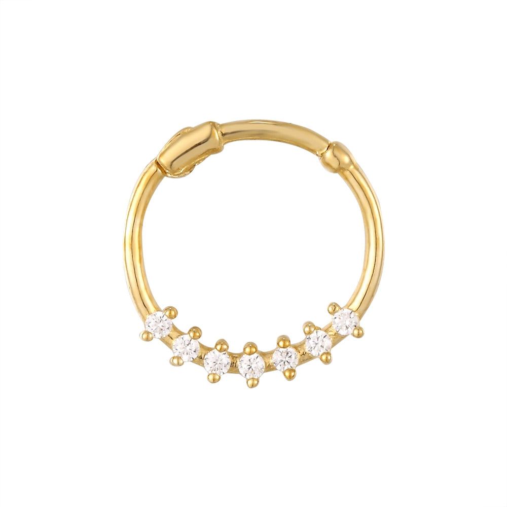 9ct Solid Gold CZ Studded Segmented Hoop
