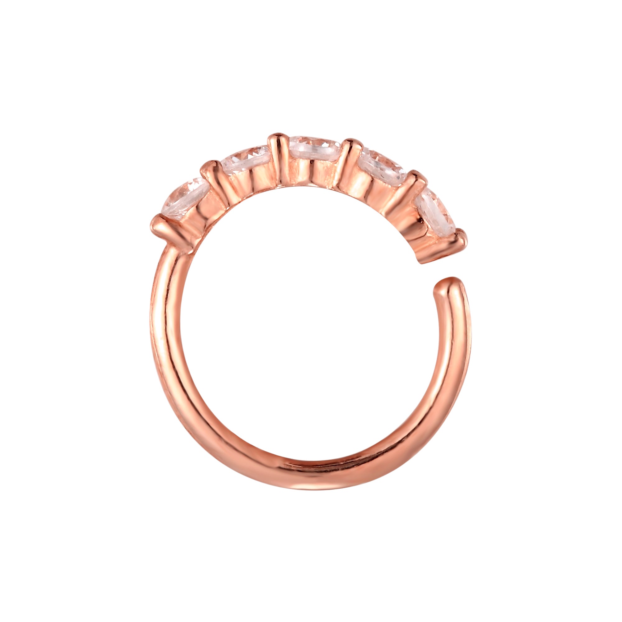 Rose gold nose ring with clear gemstones on a white background - seolgold
