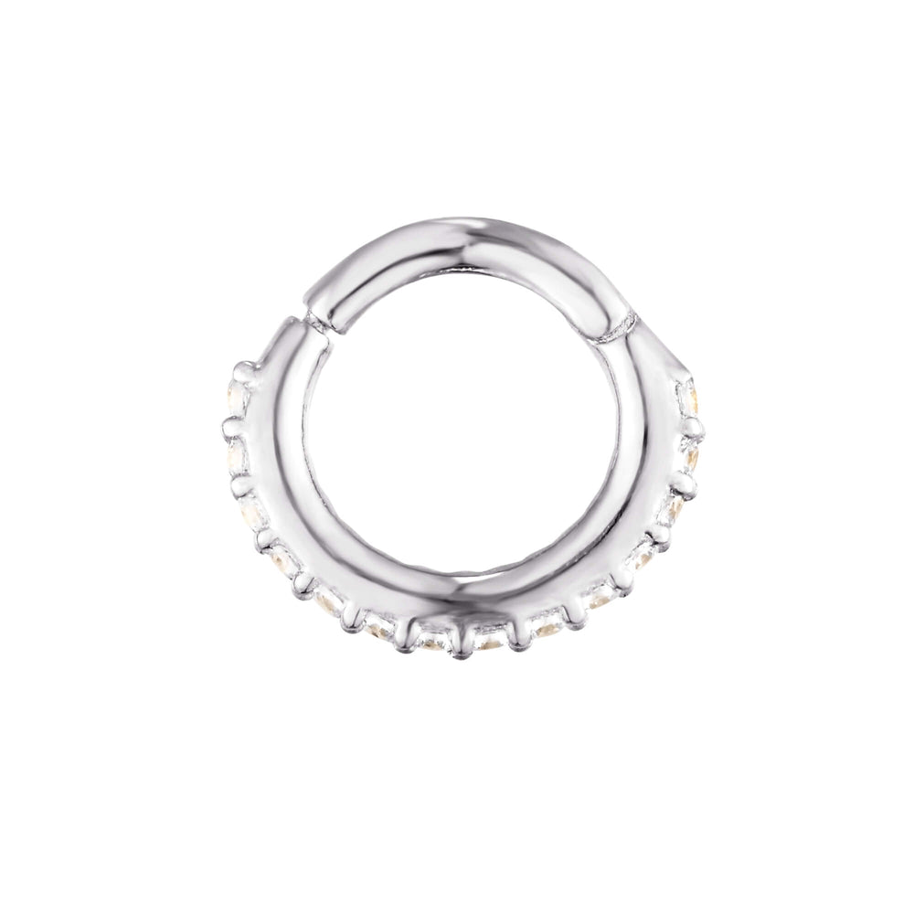 Sterling Silver Tiny CZ Segmented Hoop