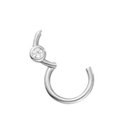 Sterling Silver CZ Bezel Clicker Hoop - seolgold