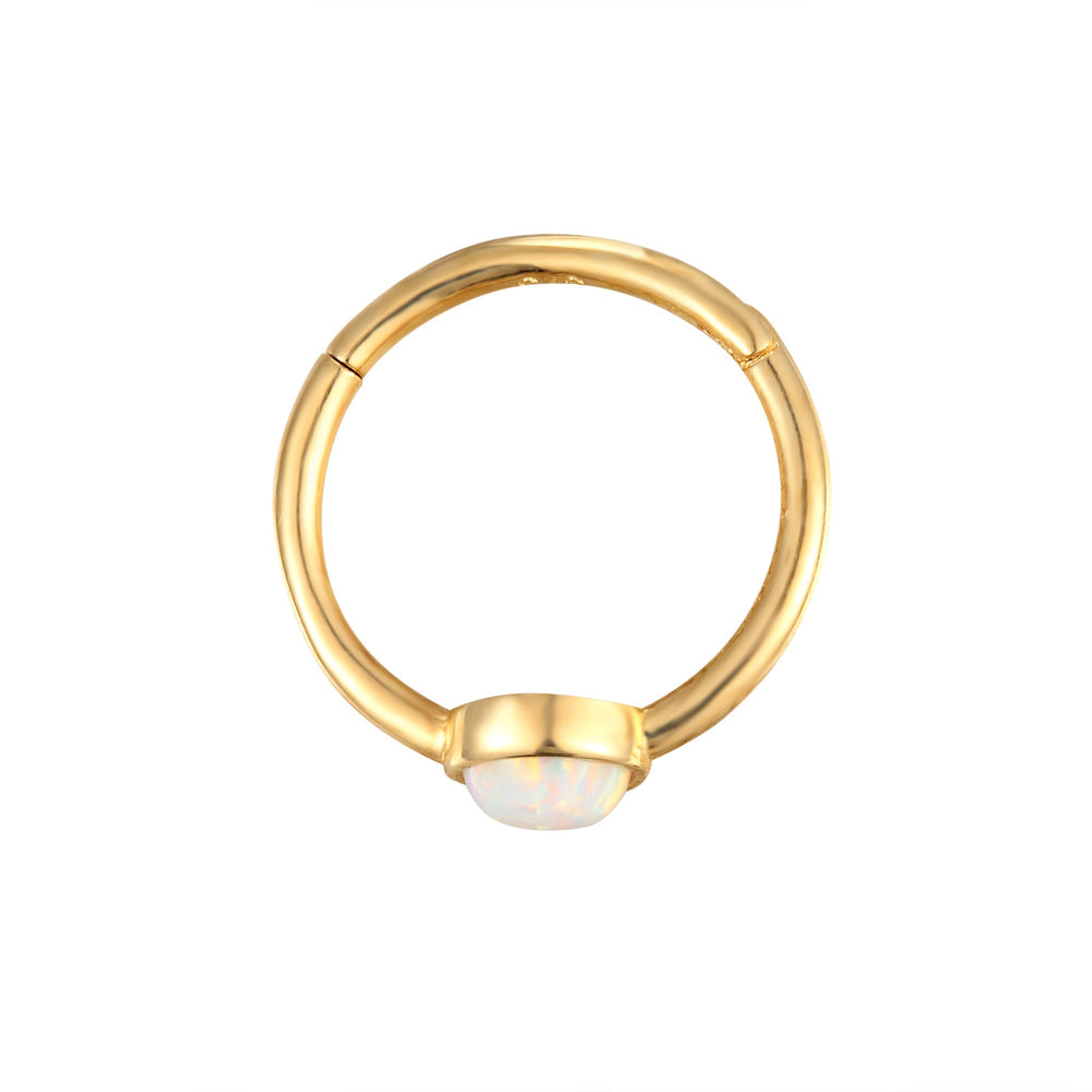9ct gold Opal bezel segmented hoop - seol-gold
