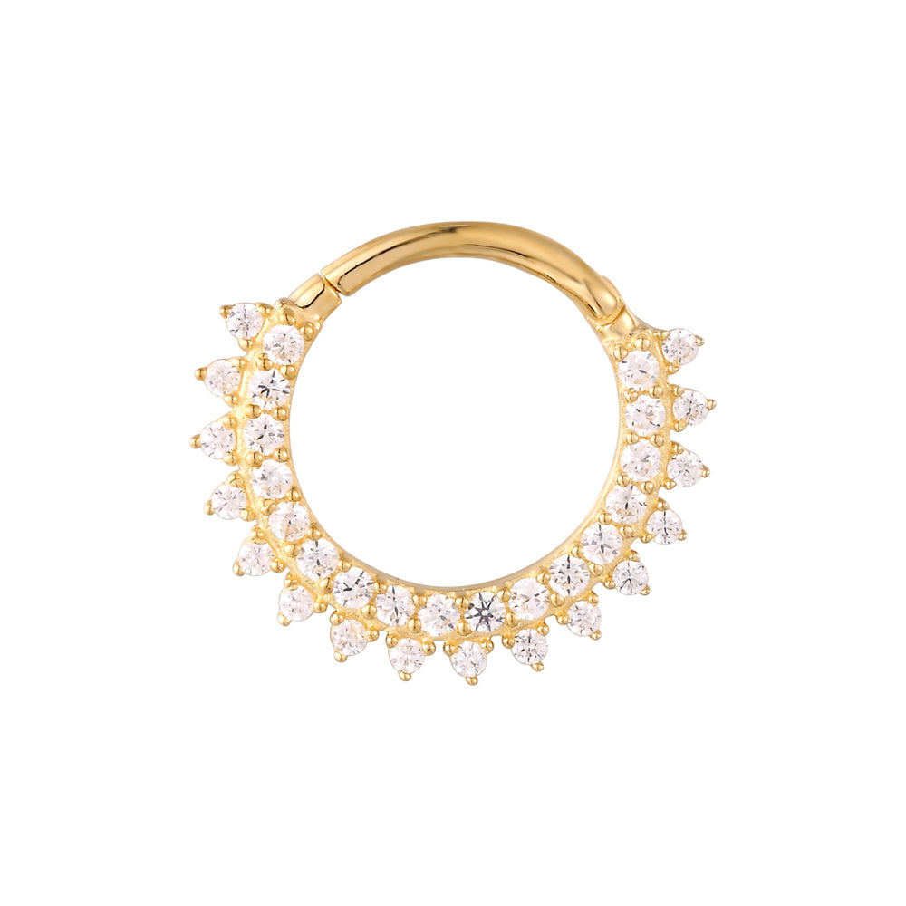 9ct Solid Gold CZ Studded Clicker Hoop