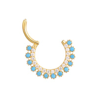 9ct Solid Gold turquoise clicker hoop - seol gold