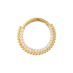 9ct Solid Gold Pave CZ Clicker Hoop