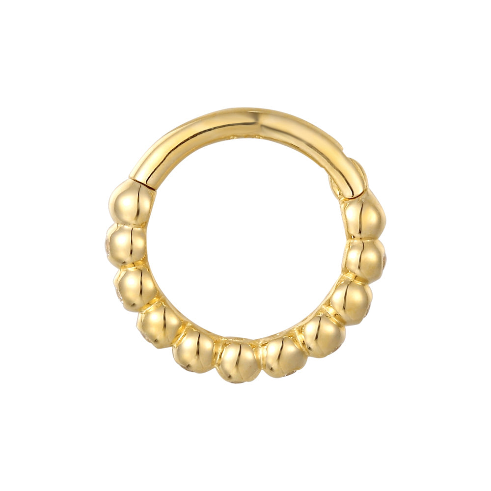 9ct Solid Gold CZ Dotted Hoop