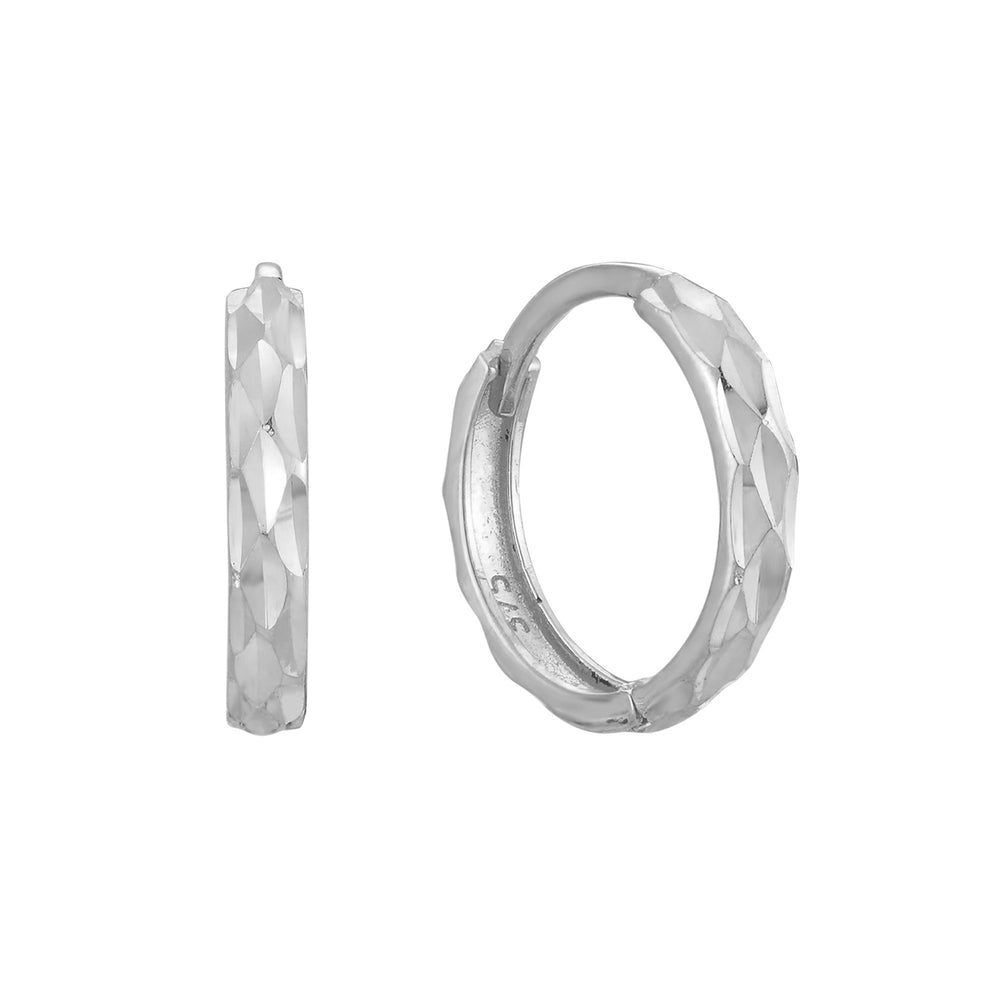 Sterling Silver Faceted Hoops