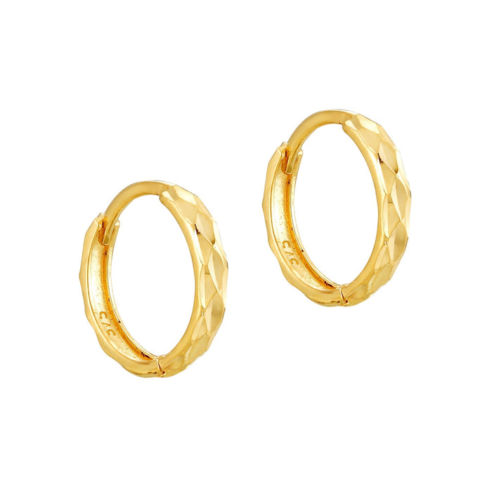 engraved - huggie hoops - seol-gold