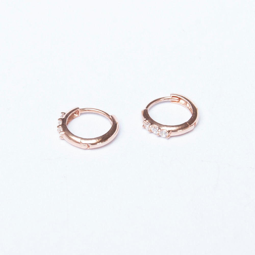 9ct Solid Rose Gold CZ Huggie Hoops - seol-gold