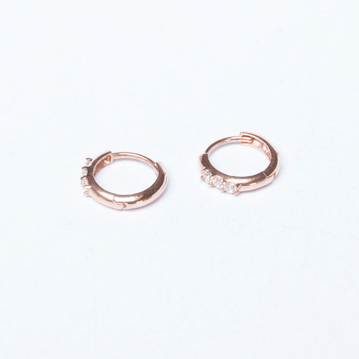 9ct Solid Rose Gold CZ Huggie Hoops - seol-gold