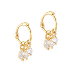 9ct Solid Gold- cz charm hoops - seolgold