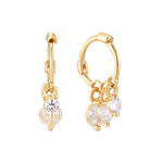 9ct Solid Gold CZ Charm Hoops