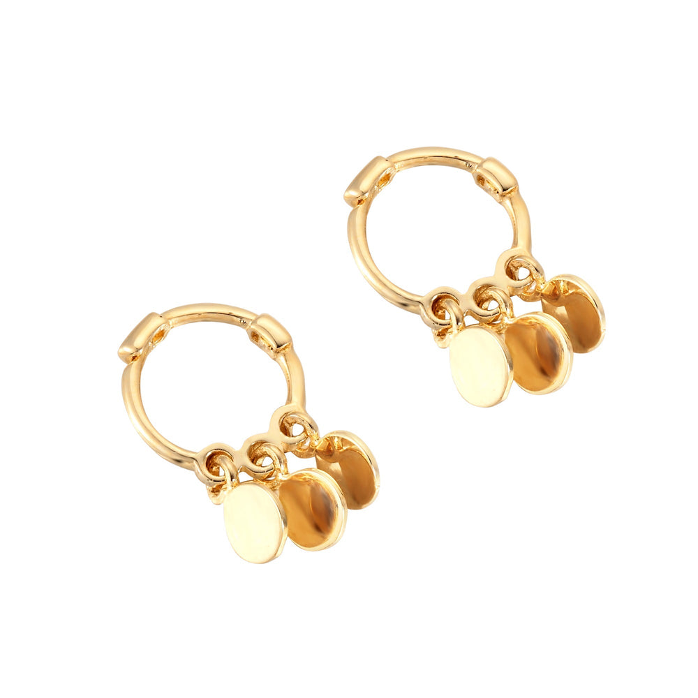 9ct gold - disc charm hoops - seolgold