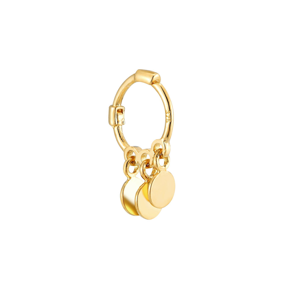 9ct Solid Gold Disc Charm Huggie Hoops