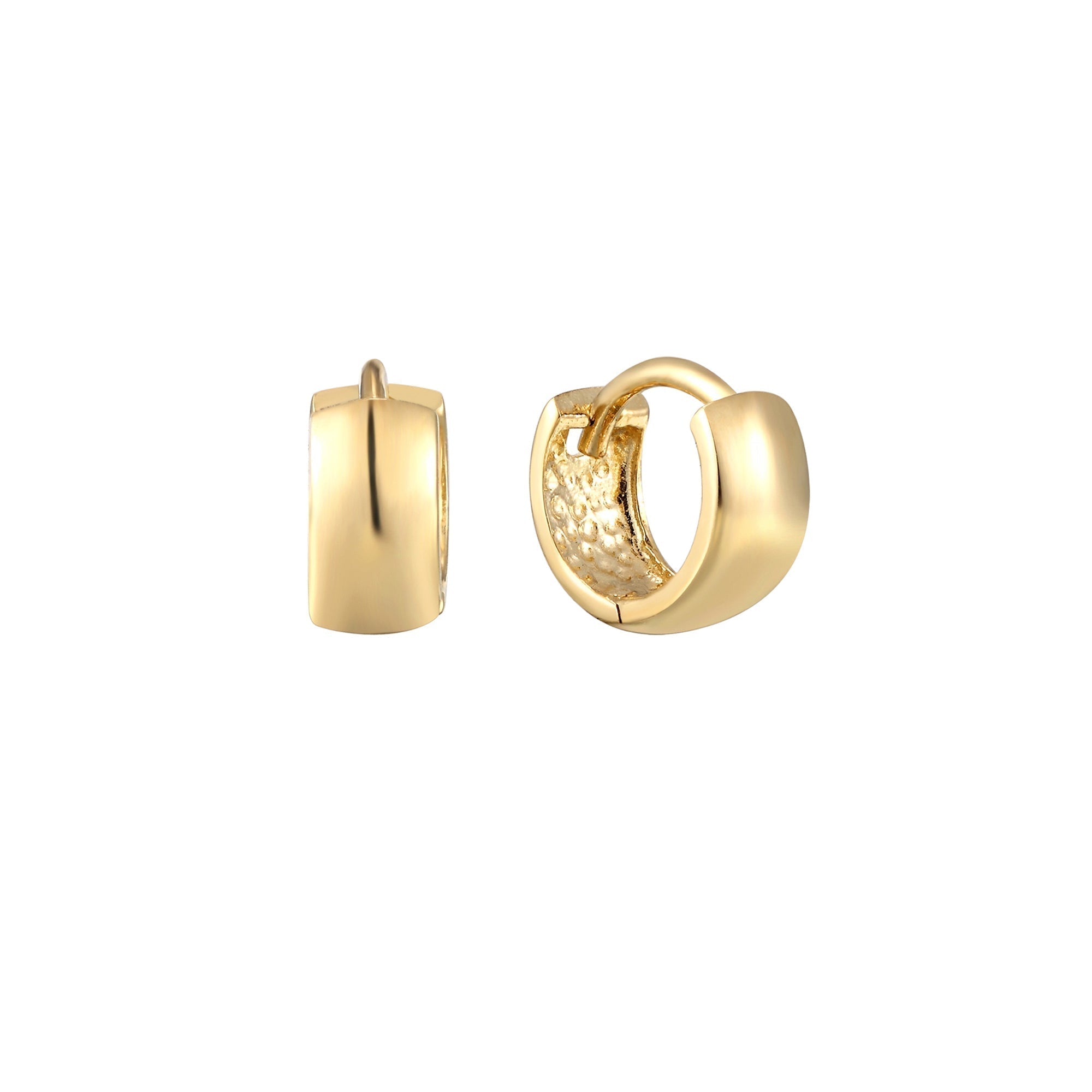 9ct Gold Dome Huggie Hoop Earrings - Created Brilliance 9ct Gold Dome Huggie Hoop Earrings - Created Brilliance