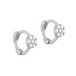 Sterling Silver Tiny Pave CZ Circle Huggie Earrings