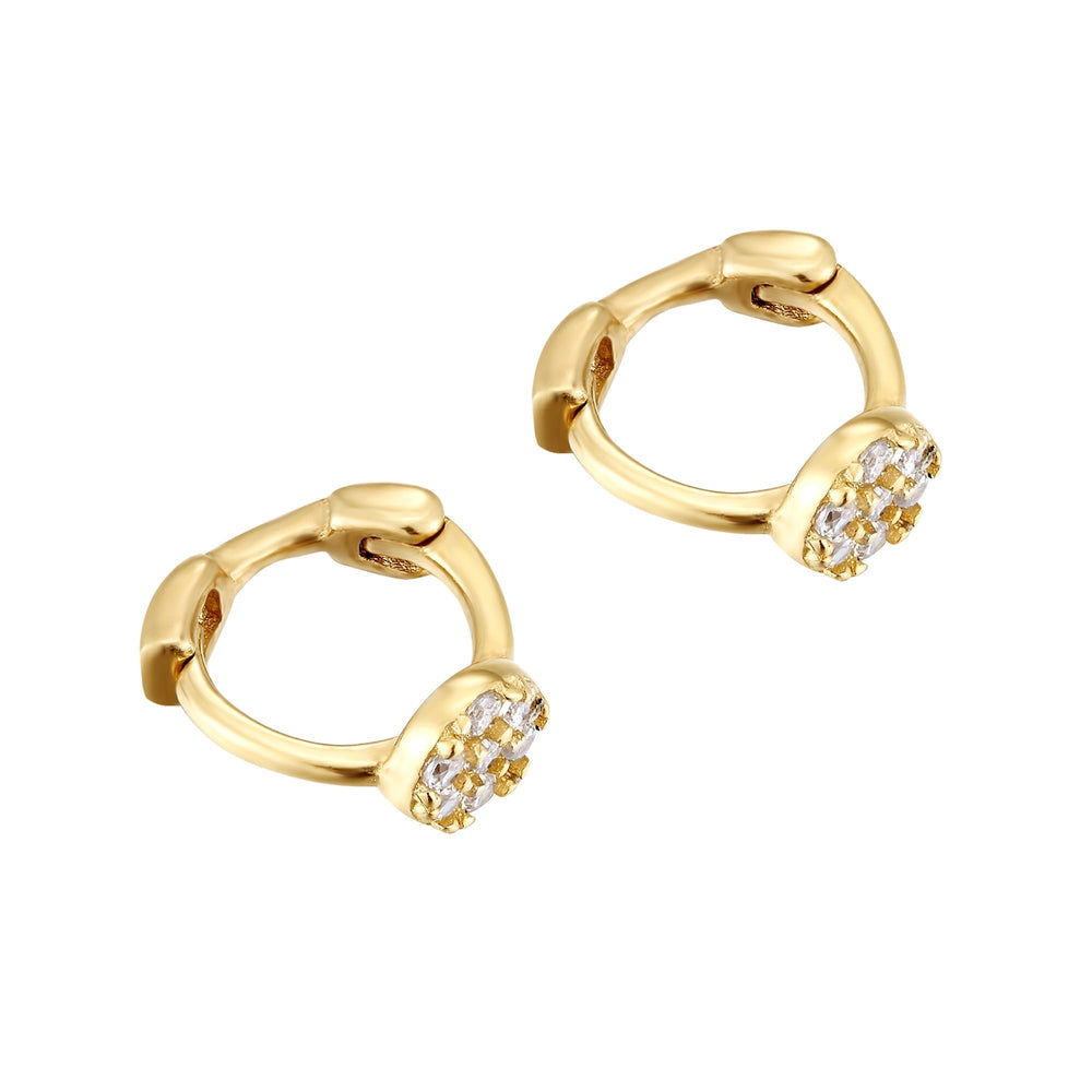 18ct Gold Vermeil Tiny Pave CZ Circle Huggie Earrings