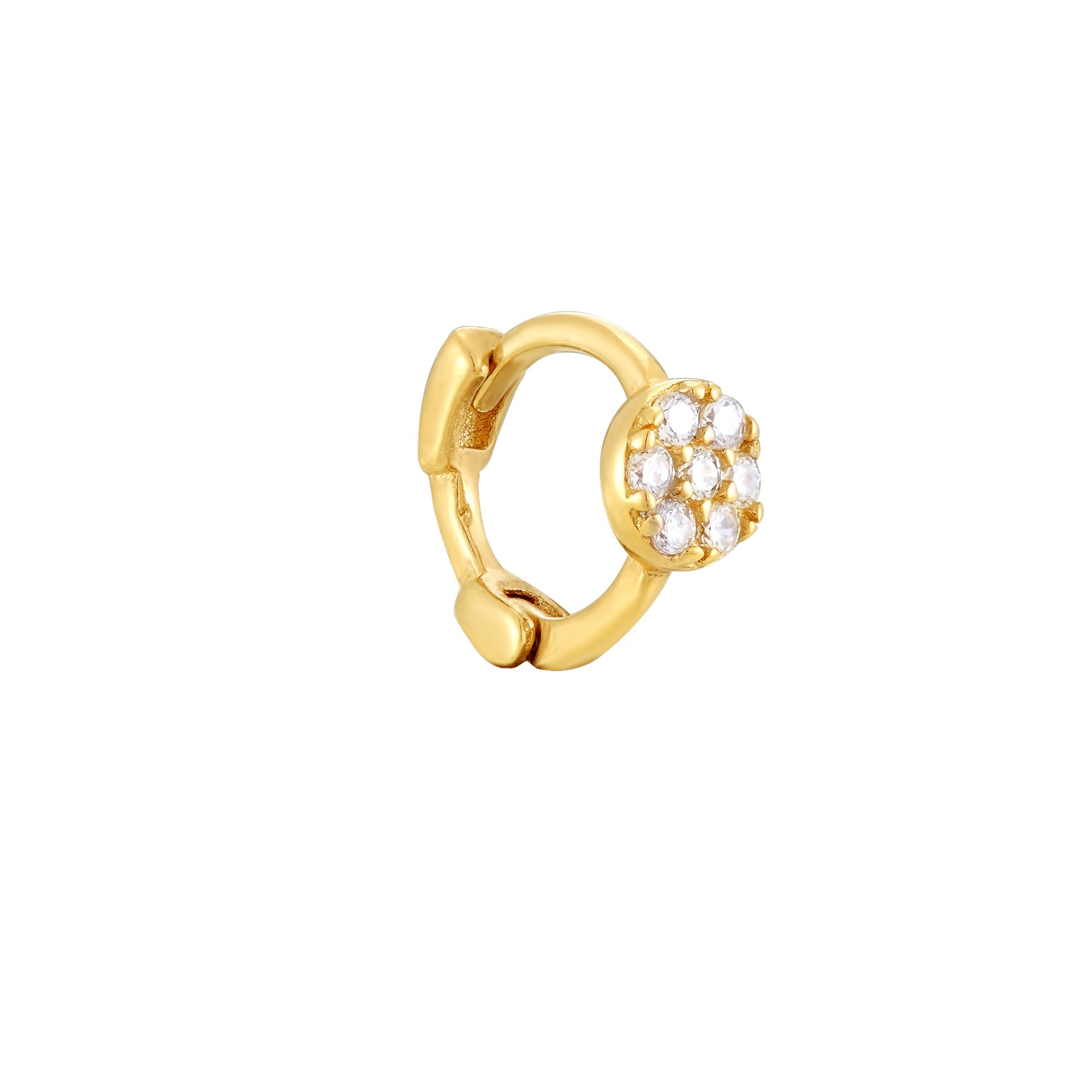 9ct Solid Gold Tiny Pave CZ Circle Huggie Earrings