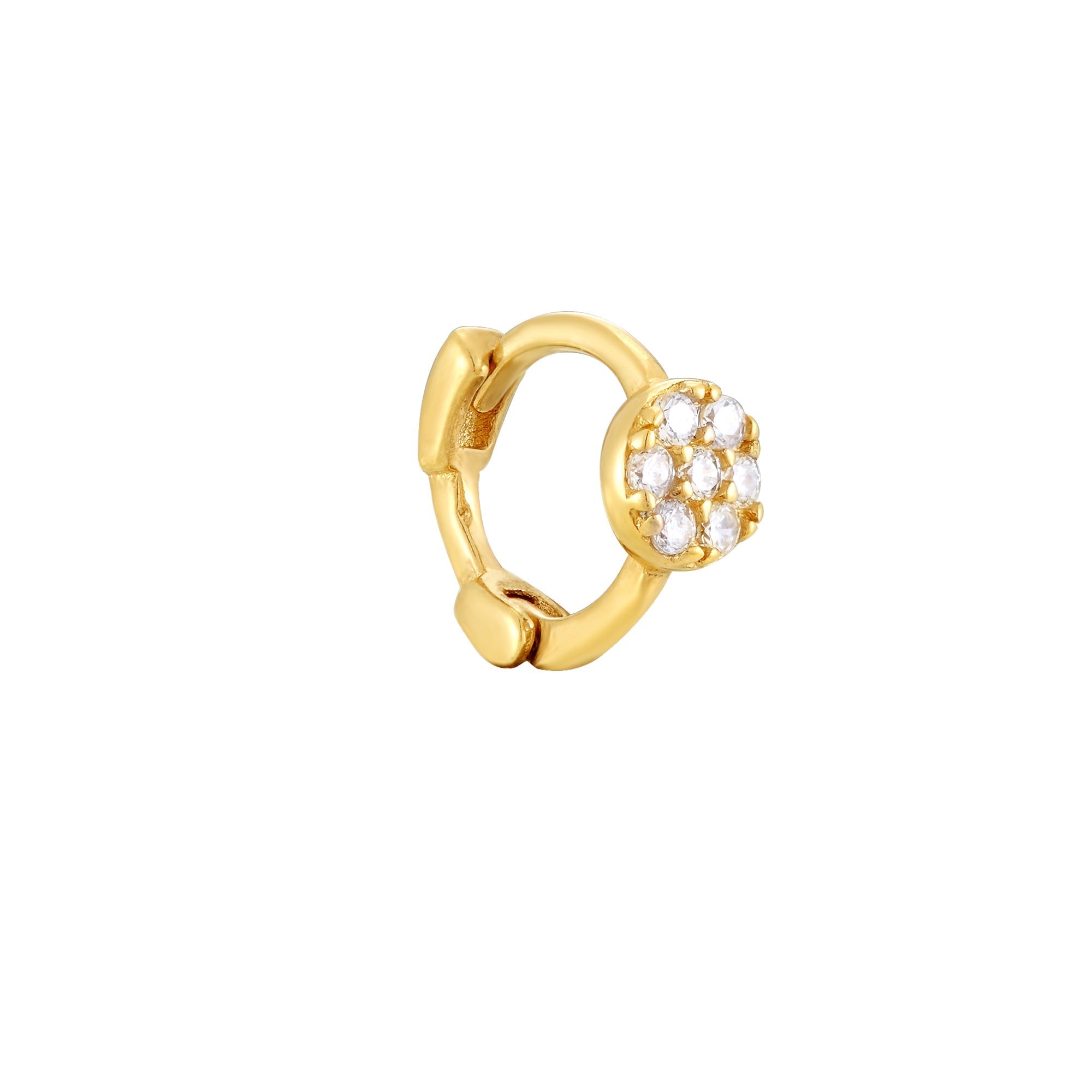 9ct Solid Gold Tiny Pave CZ Circle Huggie Earrings