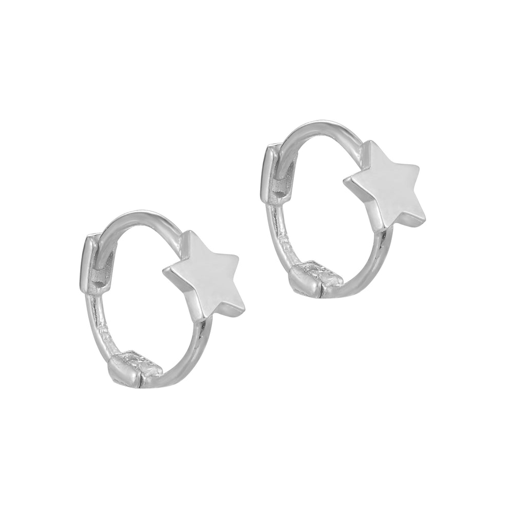 Sterling Silver Tiny Star Huggie Earrings