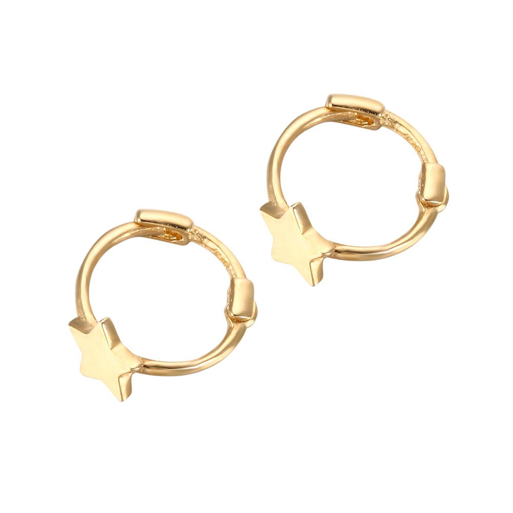 9ct gold - tiny star hoops - seolgold