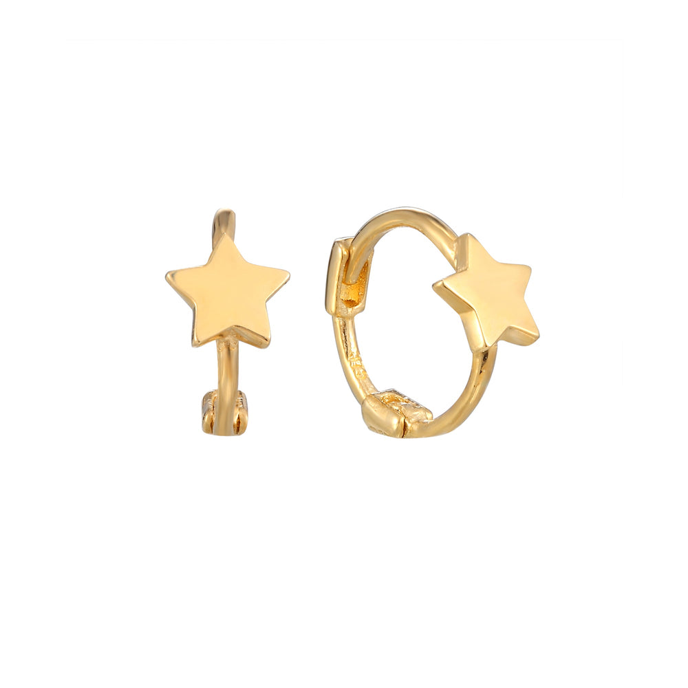 9ct Solid Gold Tiny Star Huggie Earrings