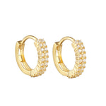 9ct Solid Gold Pave CZ Hoop Earrings