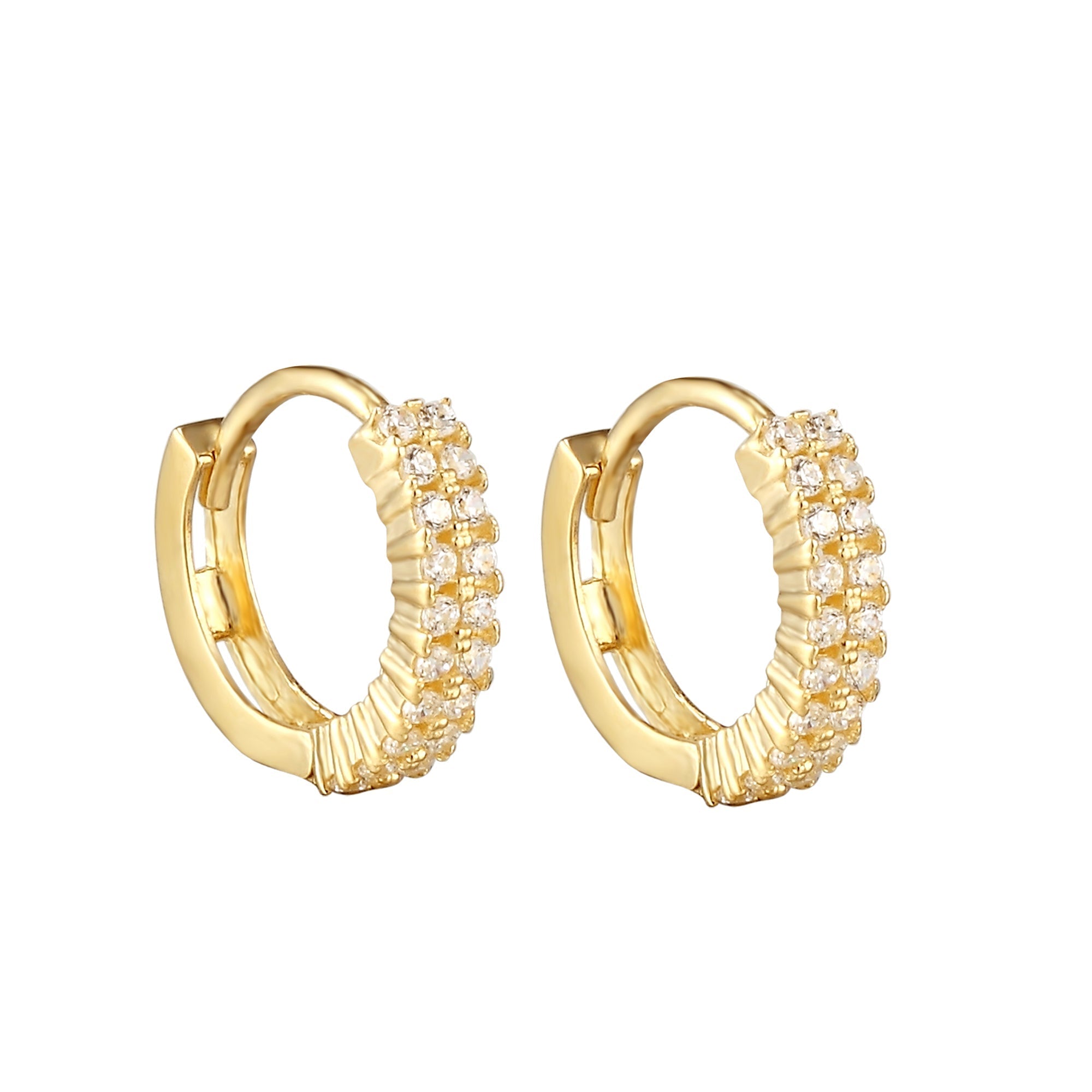 9ct gold cz hoop earrings - seol-gold
