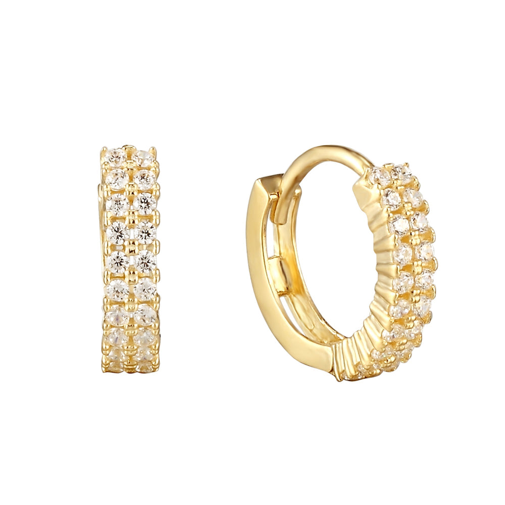 9ct gold pave cz hoop earrings - seol-gold