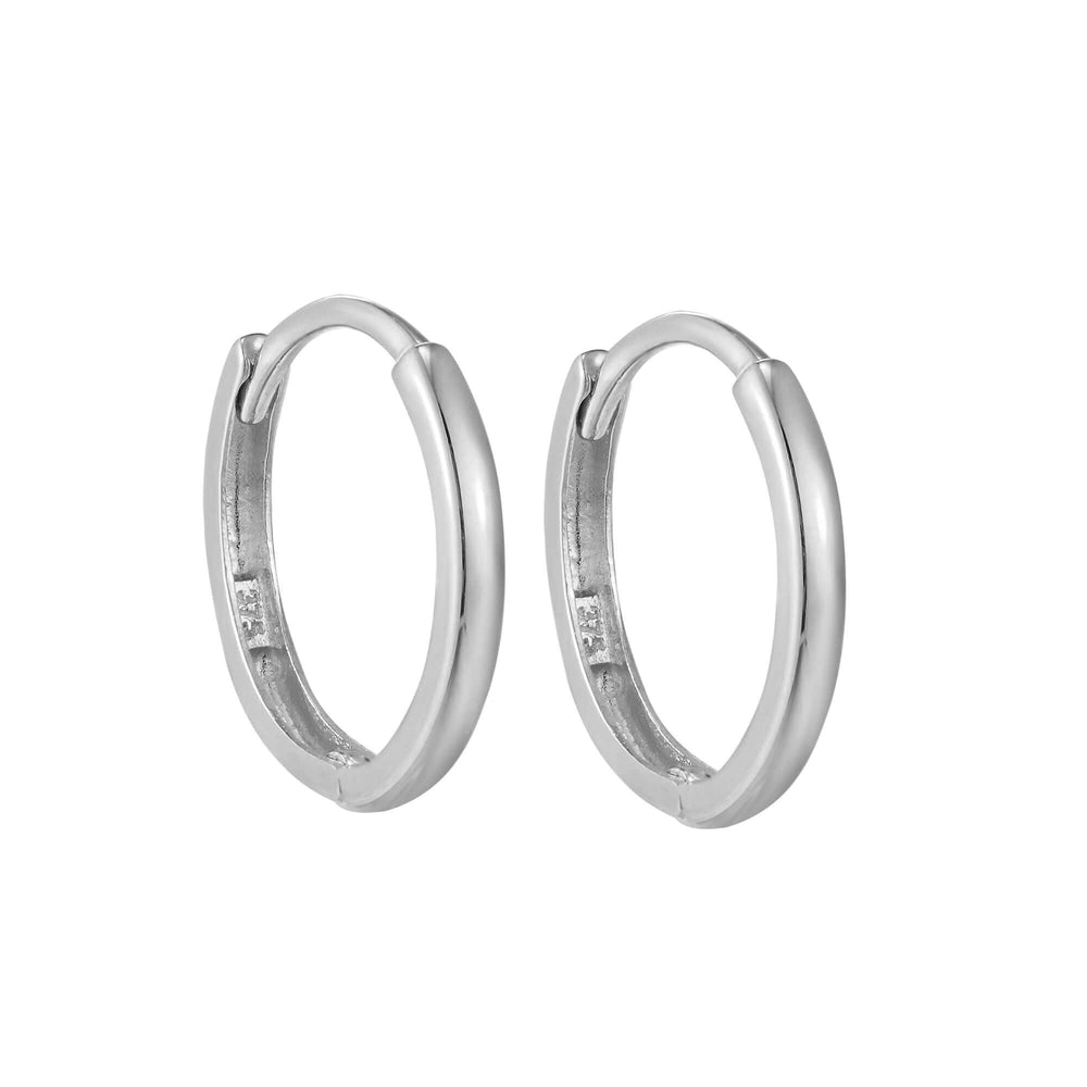 9ct Solid White Gold Tiny Plain Huggie Earrings