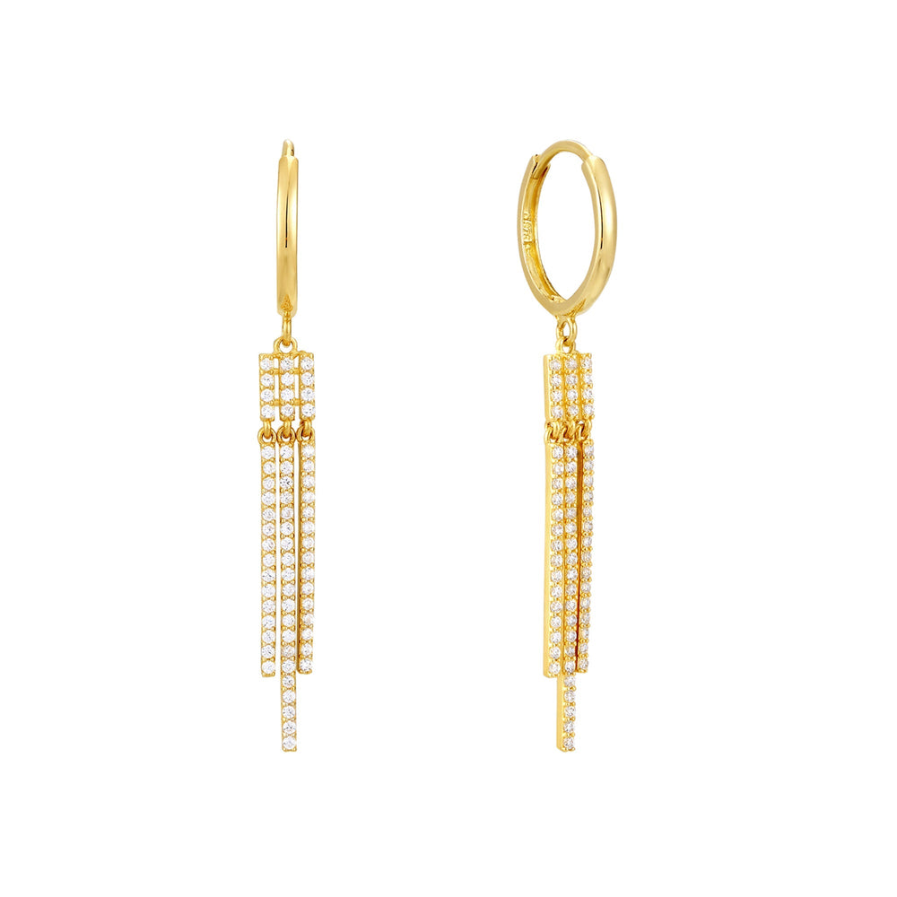 9ct Solid Gold CZ Waterfall Hoop Earrings